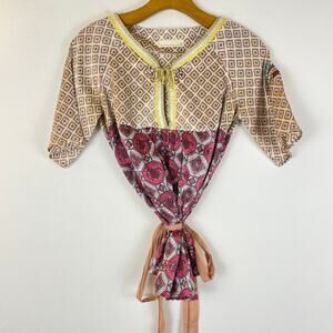 Anthropologie Burn Baby Burn Silk Geometric Style Blouse Size 2